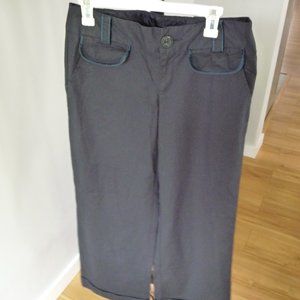 Italian women's navy cotton blend straight leg high rise pants NEW NO TAGS 12